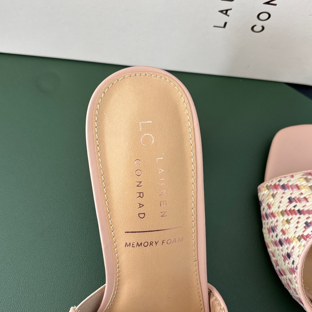 LC Lauren Conrad Women's Pink Woven Heeled Sandals - Picture 8 of 12